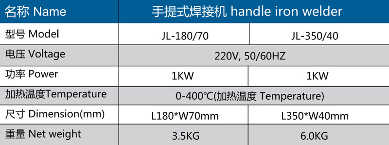 久罗手提式高温焊接机技术参数